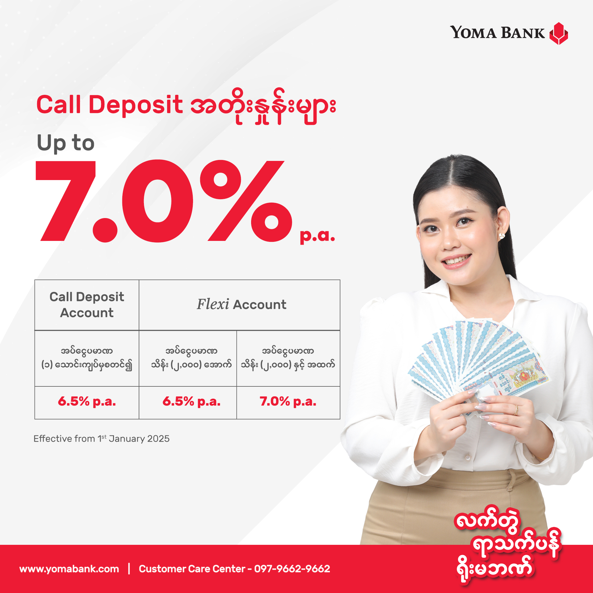 Call Deposit အတိုးနှုန်းများ